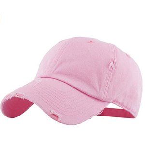 Pink Distressed Adjustable Baseball Cap